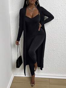 SHEIN Slayr Solid Color Jumpsuit And Jacket Two-piece Set - Black - View 1