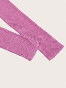 SHEIN BAE Rhinestone Lace Up Front Crop Sweater - Hot Pink - View 5