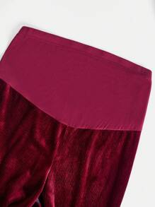 SHEIN Maternity 2pcs/set Solid Color Shirt And Slim Fit Pants - Burgundy - View 6