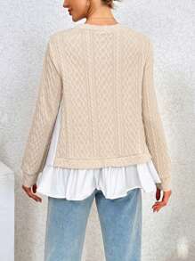 SHEIN Essnce Women's Color Block T-shirt With Ruffled Hem - Multicolor - View 4