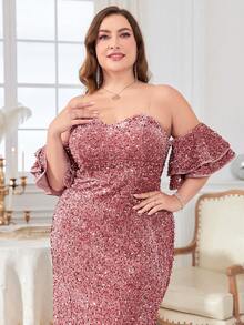 Vestido Sin Tirantes Con Hombros Descubiertos - Rosa vieja - Ver 3