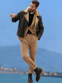 NITAGUT 男士休閒親膚針織毛衣 - 黑色 - 查看 5