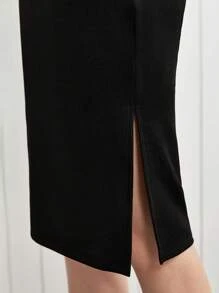 BizChic Women's Simple Belt Decorated Cami Dress - Black and White - View 9