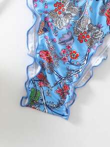 SHEIN Swim Vcay 女士花卉印花吊带比基尼套装夏季海滩 - 彩色 - 查看 7