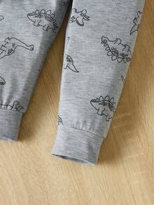 SHEIN 小男童恐龍圖案運動衫和運動褲 - 彩色 - 查看 8