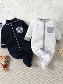 SHEIN Baby Boys Jumpsuit Pajamas - Multicolor - View 1