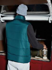 In My Nature Chaleco acolchado con cremallera para hombre, abrigo para exteriores - Azul - Ver 2