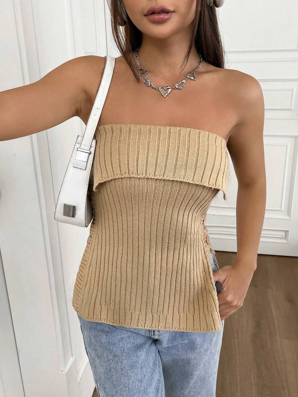 Casual Strapless Knit Top