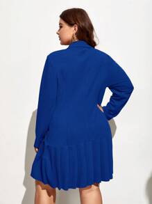 SHEIN Privé 加大尺碼女士雙排扣西裝裙 - 寶藍色 - 查看 2