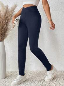 SHEIN LUNE Thắt lưng băng rộng Xà cạp - Màu xanh hải quân - Xem 4