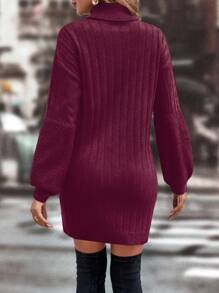 EMERY ROSE Của phụ nữ Tay áo lồng đèn Đầm Áo len - Màu Đỏ Sâu - Xem 2