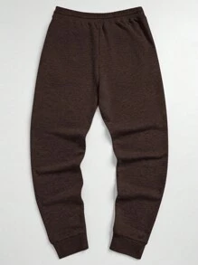 RueChic Pantalones De Chándal Para Hombre De Color Sólido Con Cordón - Marrón - Ver 2