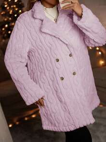 SHEIN LUNE Kích thước lớn Ấm áp Giải trí Sang trọng Áo khoác Nhiệt - Hồng - Xem 4