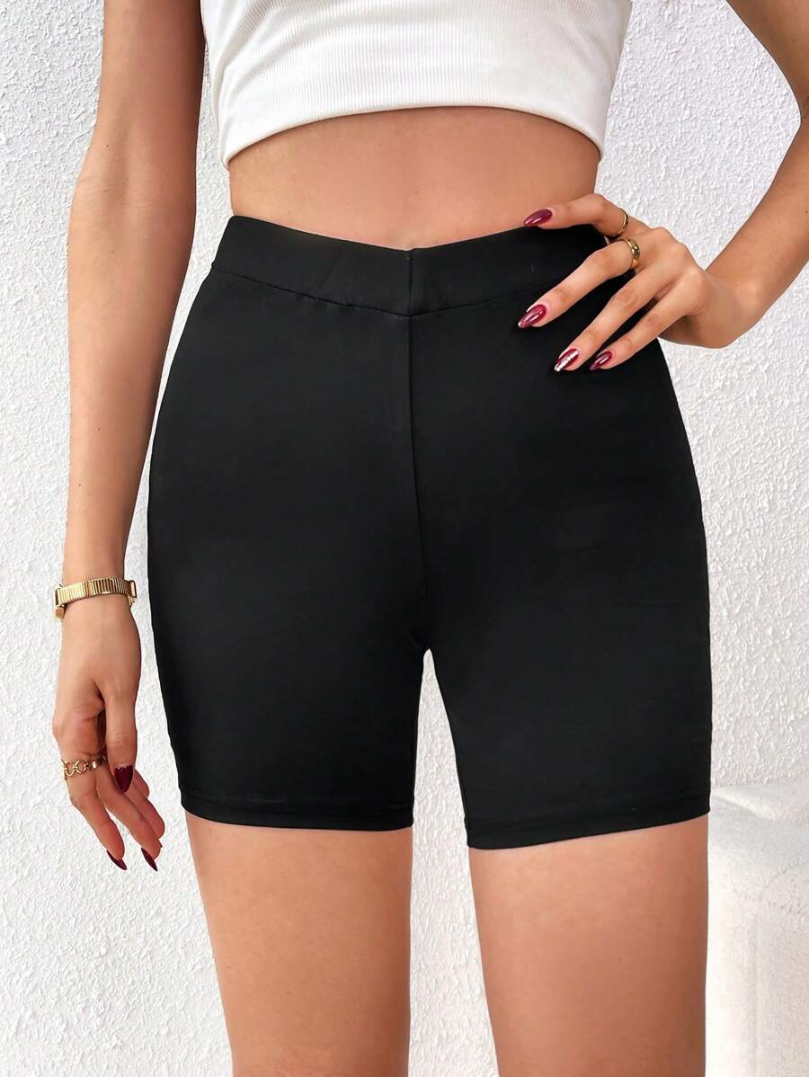 SHEIN Tall Hình-chữ V Eo Ngắn Xà cạp - màu đen - Xem 1
