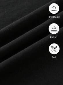 SHEIN EZwear Tricou cu mânecă scurtă, cu mânecă scurtă, minimalist, cu semn de bani, pentru femei, potrivit pentru vară - Negru - Vizualizare 4