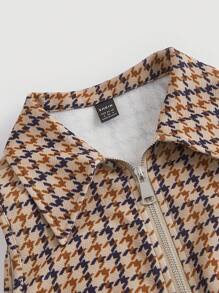 SHEIN MOD 拉链喇叭腿千鸟格连体裤 - 彩色 - 查看 4