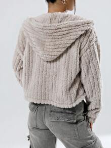 SHEIN Unity Của phụ nữ Nút lên Sang trọng áo có mũ Áo khoác - Màu Khaki - Xem 2
