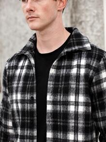 Manfinity Homme Chaqueta A Cuadros En Blanco Y Negro Para Hombre - Blanco y Negro - Ver 5