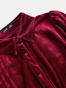 SHEIN Maternity 2pcs/set Solid Color Shirt And Slim Fit Pants - Burgundy - View 8
