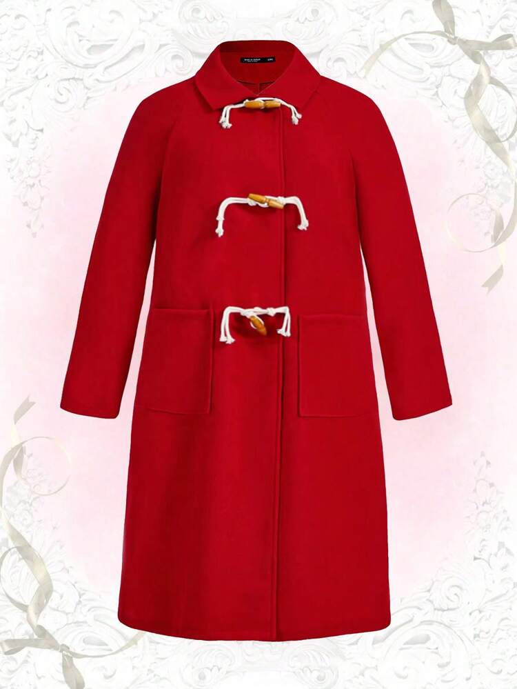Plus Size Duffle Coat With Raglan Sleeves In