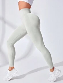 Yoga Basic Của phụ nữ Đàn hồi Gầy Quần Xà cạp thể thao Xà cạp tập luyện - Xám - Xem 5