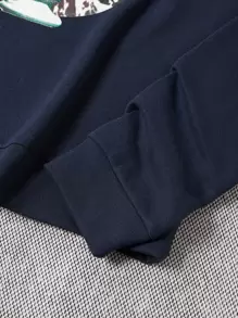 RueChic 男士藏青色印花圓領長袖運動衫