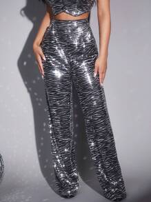 SHEIN SXY 女式串珠直筒褲 - 彩色 - 查看 4