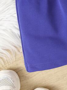 2入組嬰兒女童簡約印花長袖運動衫和裙子套裝,適合秋季日常穿著 - 藍色 - 查看 6