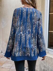 EMERY ROSE 女士圖案印花圓領寬鬆休閒襯衫 - 彩色 - 查看 3