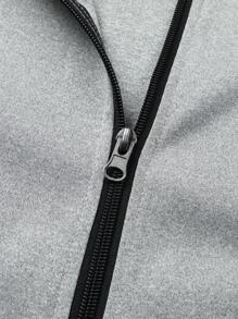 Manfinity Sport Corelite 男士字母印花束口連帽運動夾克，運動上衣 - 灰色 - 查看 7