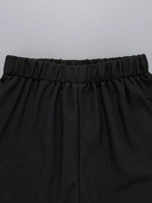 SHEIN 男童拼接色短袖襯衫和短褲套裝 - 紅色 - 查看 5