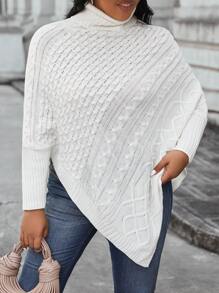 Calvaya 大码女式不对称下摆套头衫 - 白色 - 查看 4