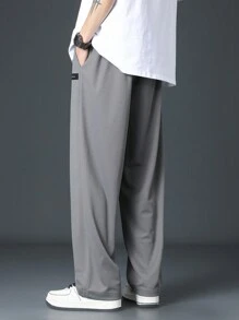 男士简约灰色抽绳腰休闲裤 - 灰色 - 查看 2