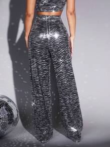 SHEIN SXY 女式串珠直筒褲 - 彩色 - 查看 2