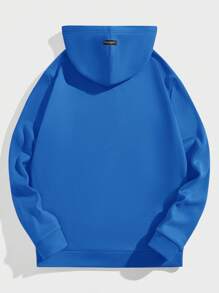 Manfinity RebelGame Nam Đồ họa Khẩu hiệu Túi kangaroo Áo hoodie ấm áp - Xanh đậm - Xem 2