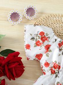 Baby Girls' Flower Printed Bodysuit With Headband - Multicolor - View 4