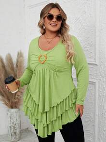 EMERY ROSE 大尺碼荷葉邊t恤 - 綠色 - 查看 5