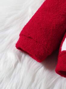 男童卡通刺繡圓肩袖家居套裝,2件裝 - 紅色 - 查看 3