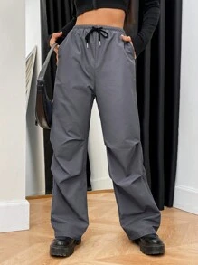 SHEIN Unity 束口腰長褲 - 深灰色 - 查看 1