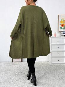 Celure Áo khoác cardigan thả vai cỡ lớn - màu xanh lá - Xem 2