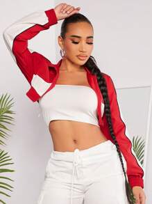 SHEIN SXY 顏色塊ins風格檢查圖案短款休閒女外套 - 彩色 - 查看 4