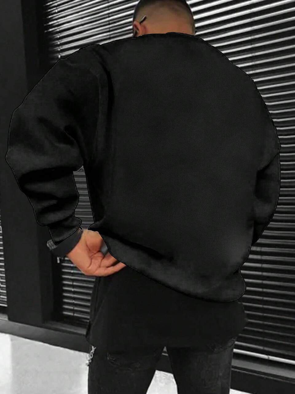 Men Plus Long Sleeve Sweatshirt With Letter And Ufo Pattern