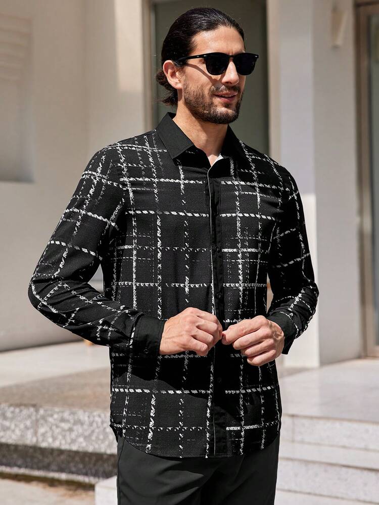 Knitted Casual Plaid Shirt For Men
