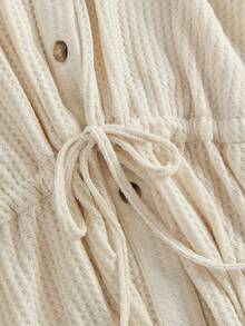 SHEIN Maternity Plus Drawstring Waist Shirt Dress - Apricot - View 9