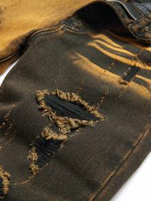 Men's Vintage Faded Distressed Slim Fit Denim Jeans - Multicolor - View 3