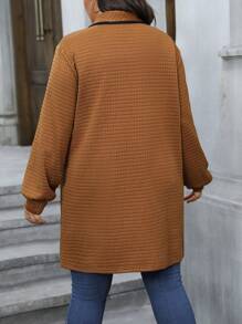 Calvaya 加大碼披肩领灯笼袖外套 - 棕色 - 查看 2