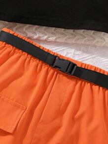 SHEIN Tween Girl 蝴蝶印花 T 恤和有蓋口袋半身裙 - 亮橙色 - 查看 4