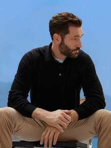 NITAGUT 男士休閒親膚針織毛衣 - 黑色 - 查看 4