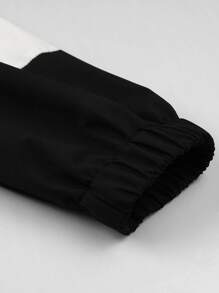 Manfinity Homme Outerwear Pria Kontras Kerah Kantong Zip Blok Warna Casual - Hitam - View 4
