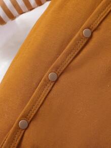 SHEIN 3pcs/Set Newborn Baby Boys' Striped Cartoon Printed Jumpsuit Outfit - Multicolor - View 3